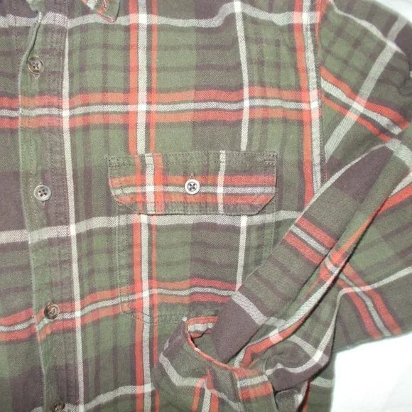 green/orange Men's Small Flannel Shirt - Picture 2 of 3